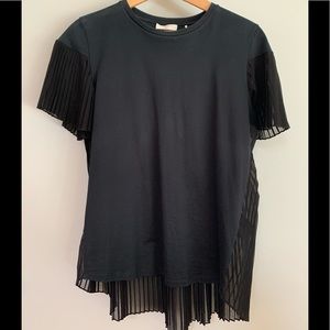 SANDRO back pleated top, black, one size